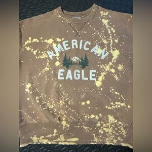 American Eagle Tan Distressed Branded Sweatshirt Size Medium-Unisex